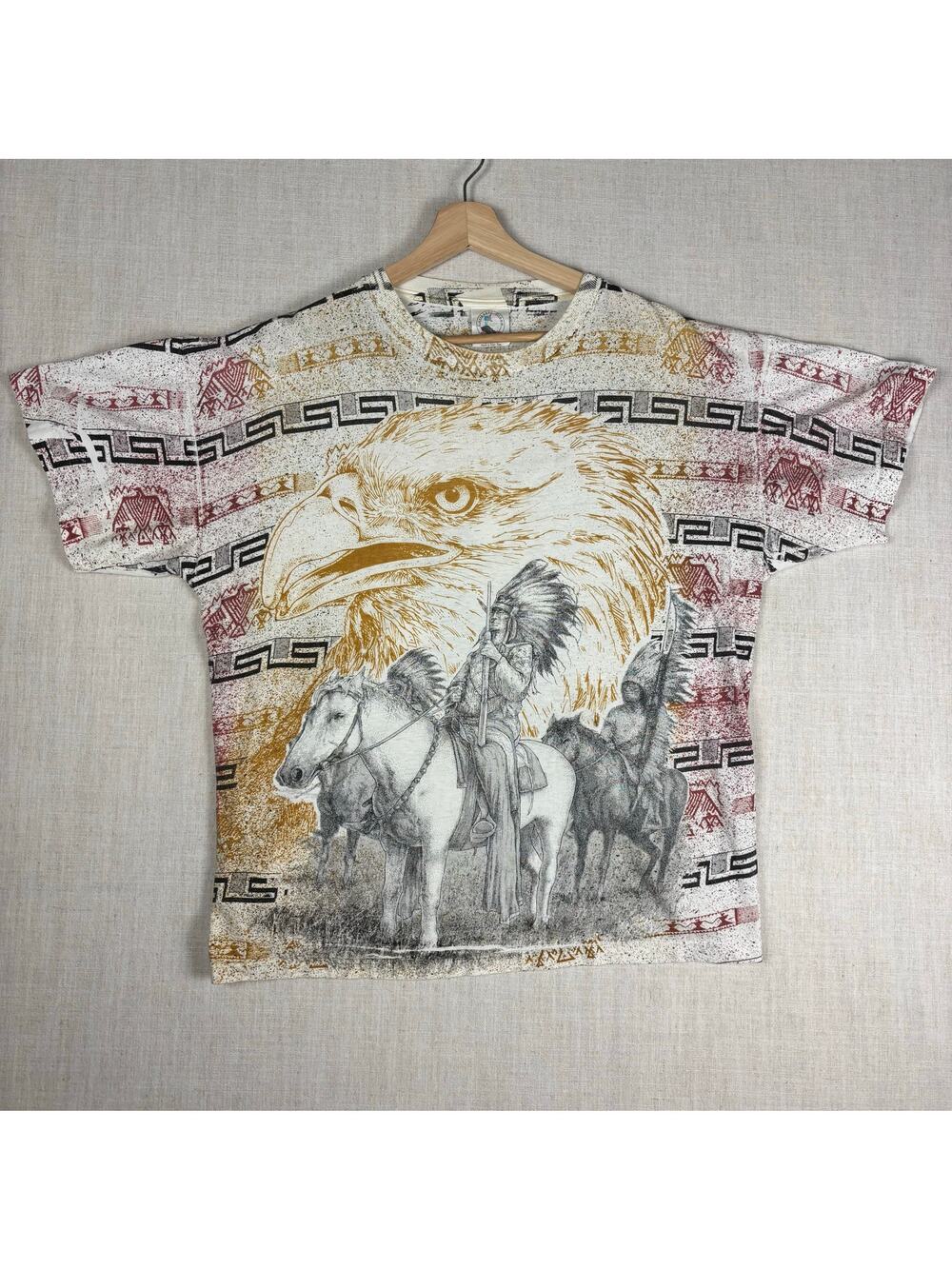 Vintage Native American Western Eagle AOP XL Nature Tee